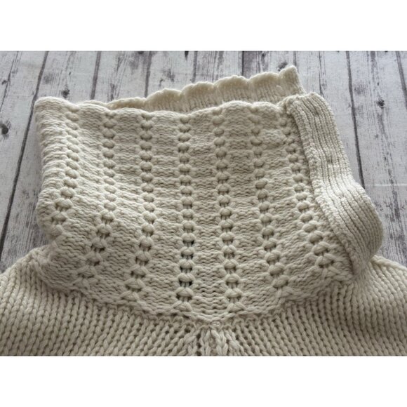 GAP Kids Sweater Knit Poncho Cape Ivory Cream Buttons Lambs Wool S/M - Picture 12 of 12